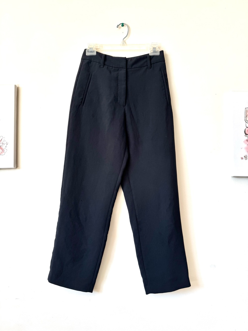 Wilfred Sz 2 Black Crepe Ankle Straight Slightly Tapered Tailored Trousers Pants